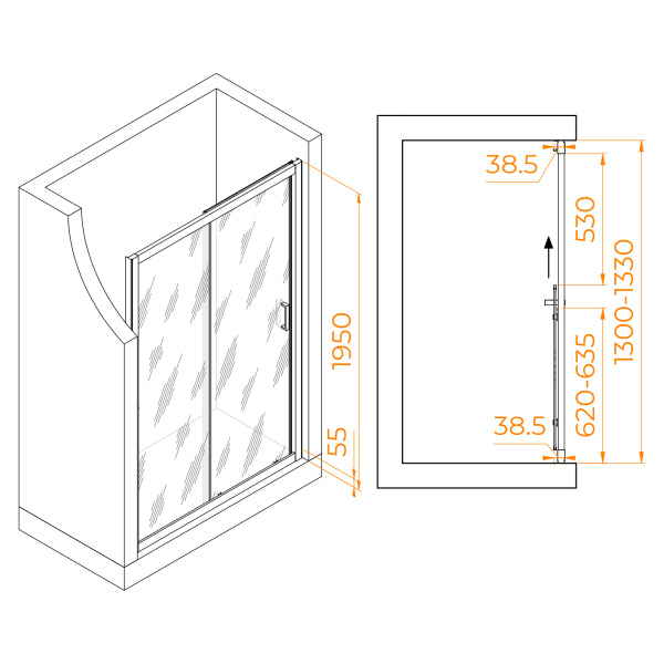 Душевая дверь 130 см RGW Passage PA-016 B 350801613-14 прозрачное