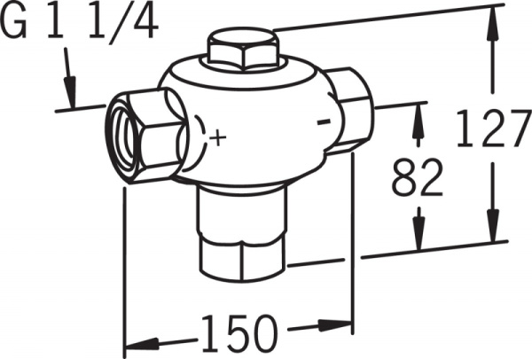 Oras 421032 Автоматический термостатический ограничивающий 3-ходовой смесительный клапан, +57 °С, DN32, G1¼