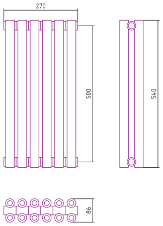 Полотенцесушитель Водяной Сунержа Эстет-00 (50х27) 6 секций Золото 03-0332-5006
