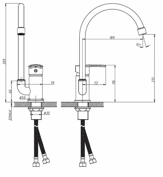 Смеситель для кухонной мойки ESKO LEON (LN 519)