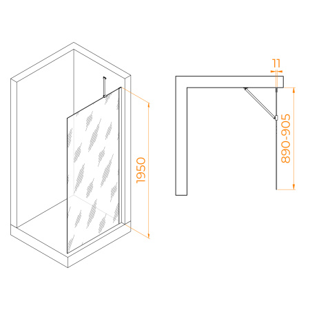 Душевая перегородка 90 см RGW WA-102 Walk In 351010209-11  прозрачное