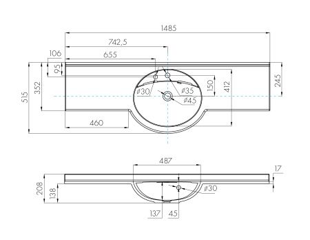 Раковина Aquaton Отель 5/150 белая с навесами 1A70133NOT010
