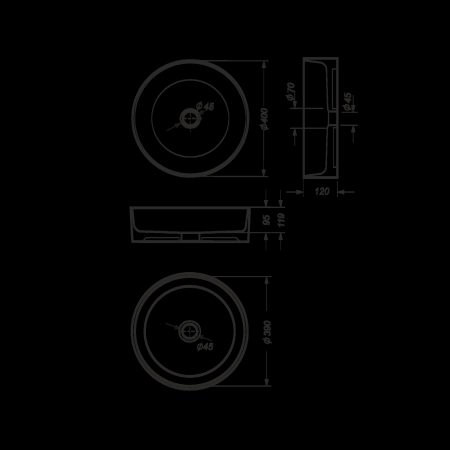 Раковина накладная (40х40) Sanita Luxe BEST SLIM BST40SLWB01S