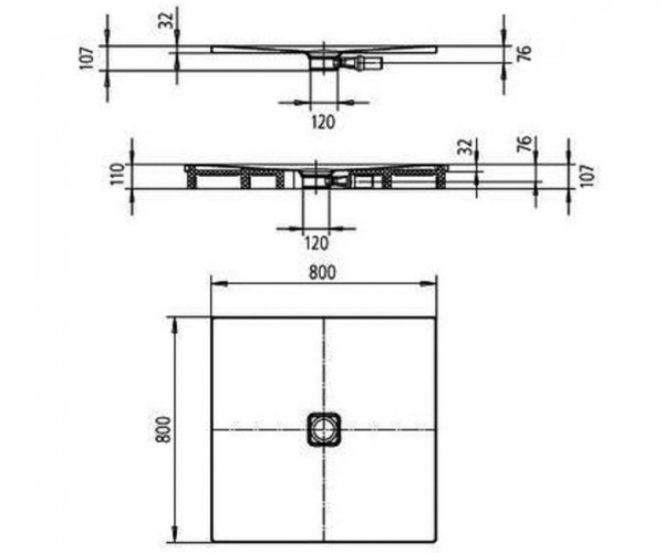 Поддон стальной эмалированный (80х80) KALDEWEI CONOFLAT 466800010001