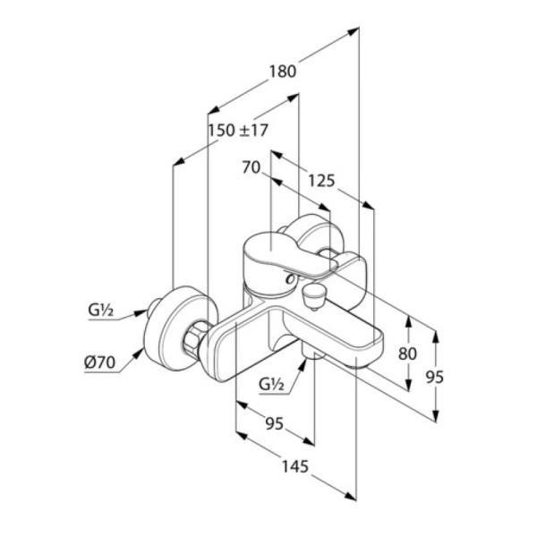 Смеситель для ванны Kludi Pure&Easy 376819165 Смеситель для ванны Kludi Pure&Easy 376819165