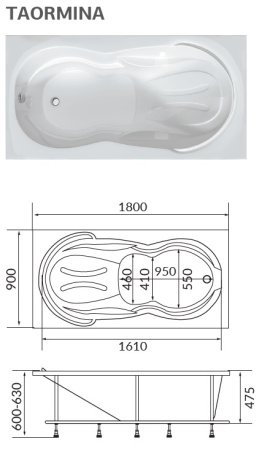Акриловая ванна (180х90) 1Marka Taormina 01та1890