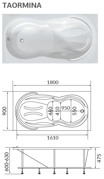 Акриловая ванна (180х90) 1Marka Taormina 01та1890