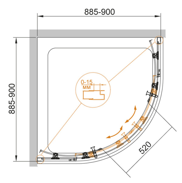 Душевой уголок (90х90) CEZARES ECO ECO-O-R-2-90-C-Cr