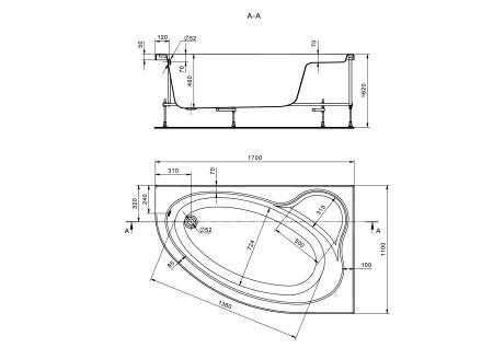 Акриловая ванна (170х110)  Santek Эдера  R  1WH111994