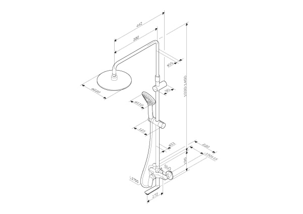 Душевая система с изливом Am.Pm Sunny F0785C900
