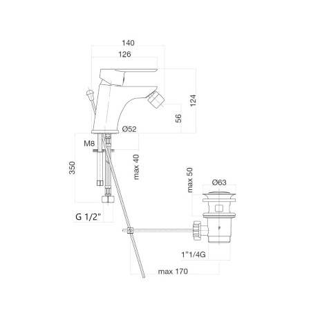Смеситель для биде Webert Sax Evolution SE840102740, белый
