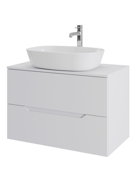 Тумба с раковиной подвесная 80 см, Orange Line Li-80TuwMDF+B08-500W белый