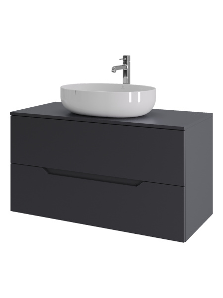 Тумба с раковиной подвесная 100 см, Orange Line Li-100TugMDF+B05-520W графит/белый