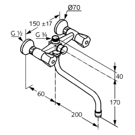 Универсальный смеситель для ванны Kludi Standard 251010515