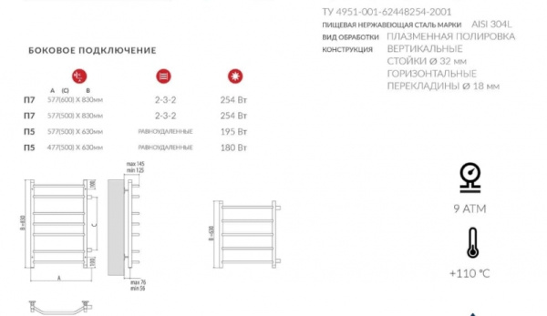 Полотенцесушитель водяной Terminus ВИКТОРИЯ (632/830/600) 32/18 П6 Полотенцесушитель водяной Terminus ВИКТОРИЯ (632/830/600) 32/18 П6