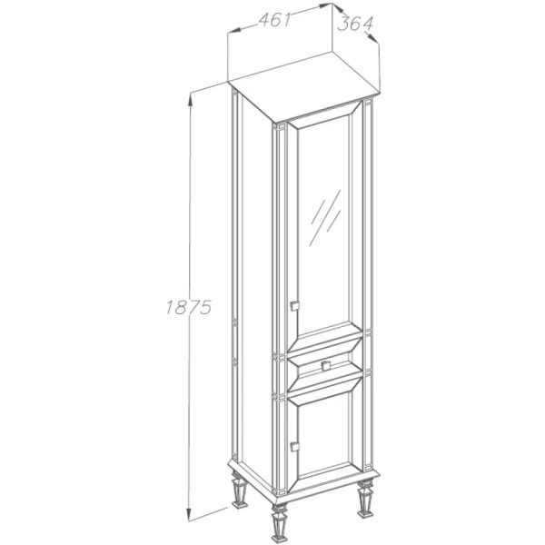 Пенал Opadiris Кантара, цвет белый матовый, правый 00-00004354