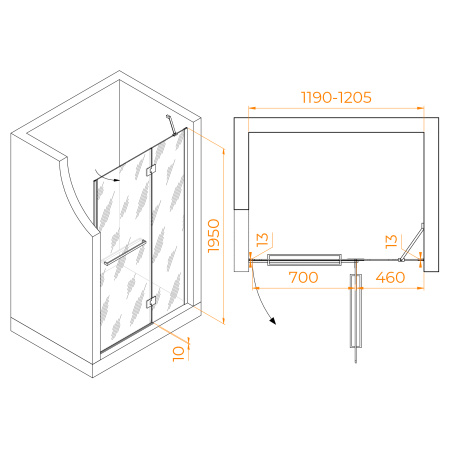 Душевая дверь 120 см RGW Hotel HO-008 350600812-11 прозрачное