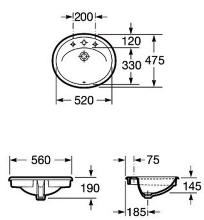 Раковина встраиваемая сверху (56x47) Roca Adora 327203000
