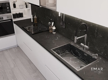 Кухонная мойка (66х50) EMAR EMB-660(TOP) Black Elegant
