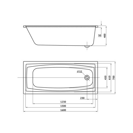 Ванна BERGES акриловая FEYA (160x70) 050011