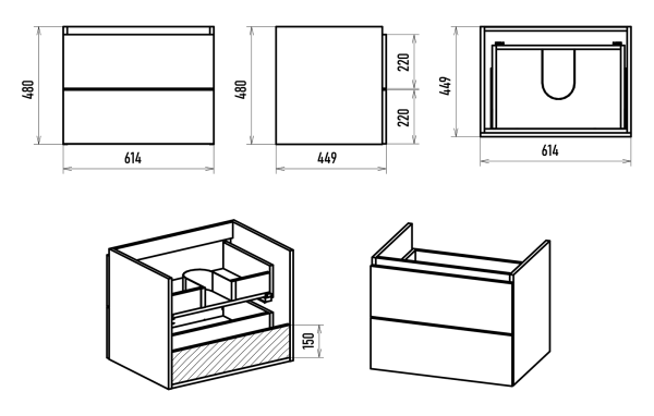 Тумба под раковину Misty Карат 65  П-Кар09065-01/19-2Я