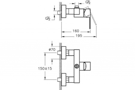 Смеситель для душа VITRA Flo S A41938EXP