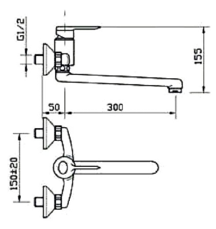 Смеситель для ванны/умывальника с душевым набором  MOFEM MODE 155-0046-25