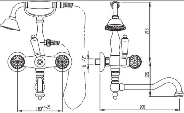 Смеситель для ванны Cezares Diamond DIAMOND-PBV2-02-Sw
