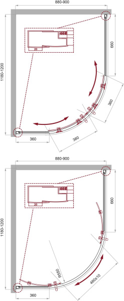 Душевой уголок (120х90) BelBagno UNO-195-RH-2-120/90-C-Cr