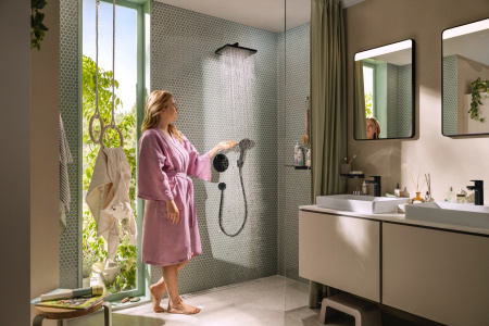 Смеситель для ванны на 2 потребителя Hansgrohe DuoTurn S 75418670 черный матовый