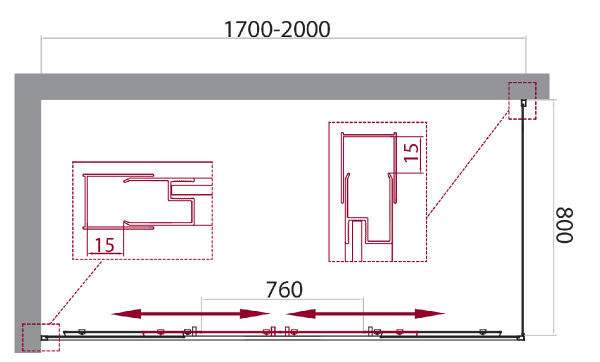 Душевой уголок (170х80) BelBagno UNIQUE-AH-21-170/200-80-P-Cr