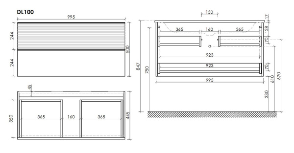 Тумба под раковину Sancos  Delta DL100GR дуб красный