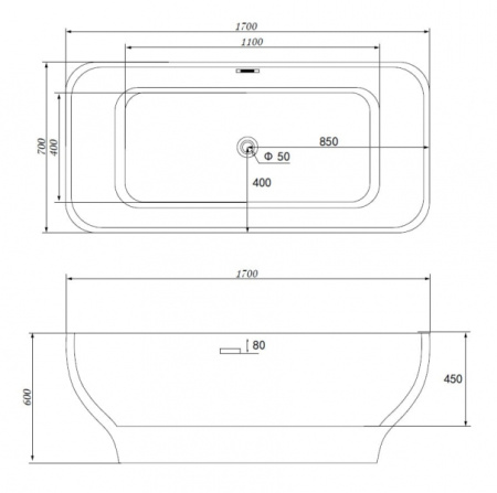 Акриловая ванна Gemy G9220 (170x70)