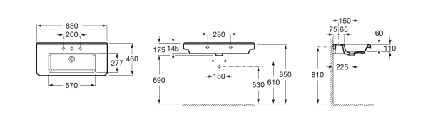 Раковина подвесная (85х46) Roca Dama-N  327781000