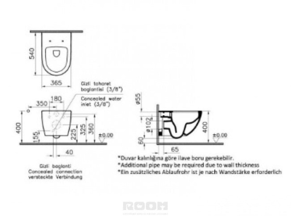 Унитаз подвесной, безободковый Vitra Sento 7748B003-0090