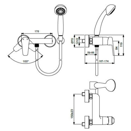 Смеситель для душа с гарнитуром Vidima Balance BA266AA
