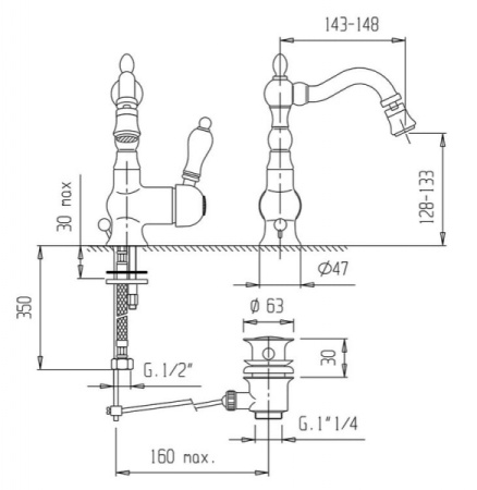 Смеситель для биде Cezares BSM2-02
