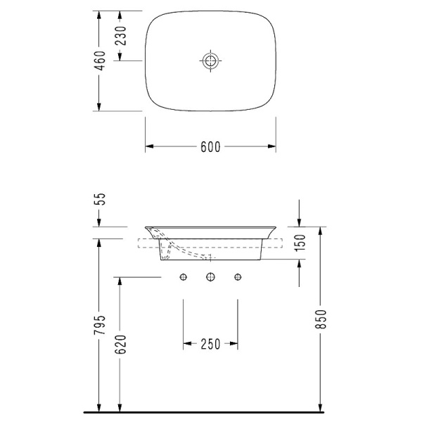 Раковина полувстраиваемая (60х46) Serel Hera HR33DXS110H