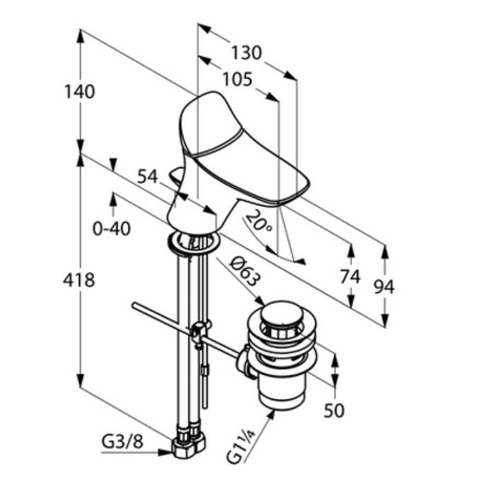 Смеситель для раковины Kludi Ambienta 530290575