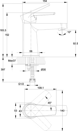 Смеситель для раковины Cersanit Moduo 64094