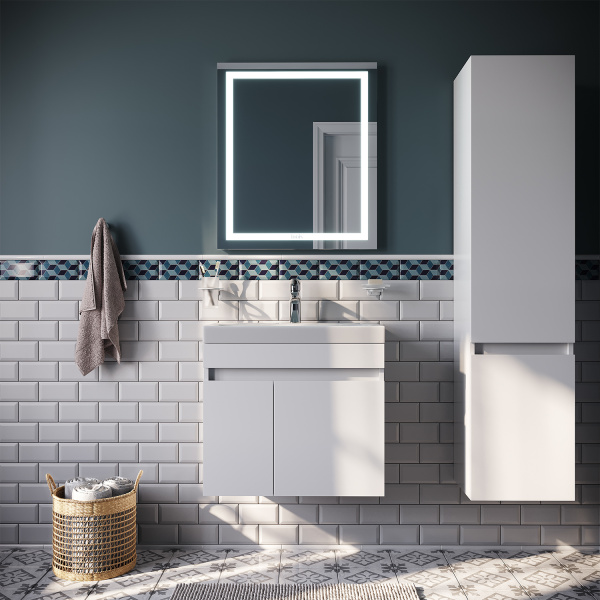 Тумба с умывальником IDDIS подвесная с дверцами, белая, 60 см, Zodiac. Подходит ум. 3506000i28 (ZOD6CD0i95K)