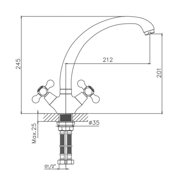 Смеситель для кухни Cron CN4319 Смеситель для кухни Cron CN4319