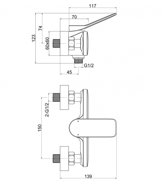 Смеситель для душа Cersanit ODRA 63052 Смеситель для душа Cersanit ODRA 63052