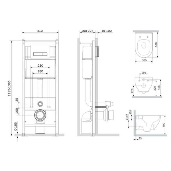 Комплект унитаза с инсталляцией Am.Pm Like IS30251.801701