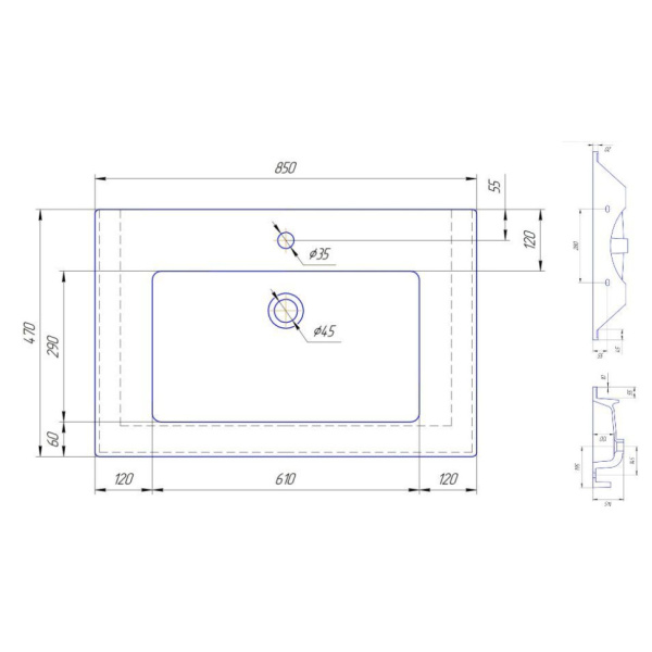Раковина (85х47) Corozo Оскар SD-00000381