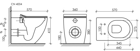 Напольный приставной унитаз Ceramica Nova Metropol Rimless CN4004