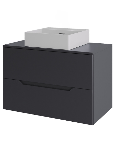 Тумба с раковиной подвесная 70 см, Orange Line Li-70TugMDF+B04-405W графит/белый