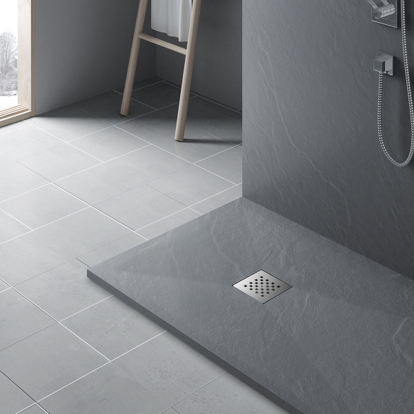 Душевой поддон из искусственного камня (90х90) Vincea VST-4SR9090G, серый