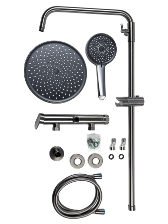 Душевая система с однорычажным смесителем для душа AGGER Sweet A2791255 оружейная сталь матовая
