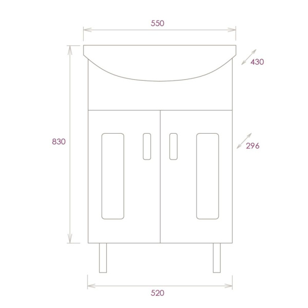 Тумба под раковину напольная Onika Кристалл 55 105555